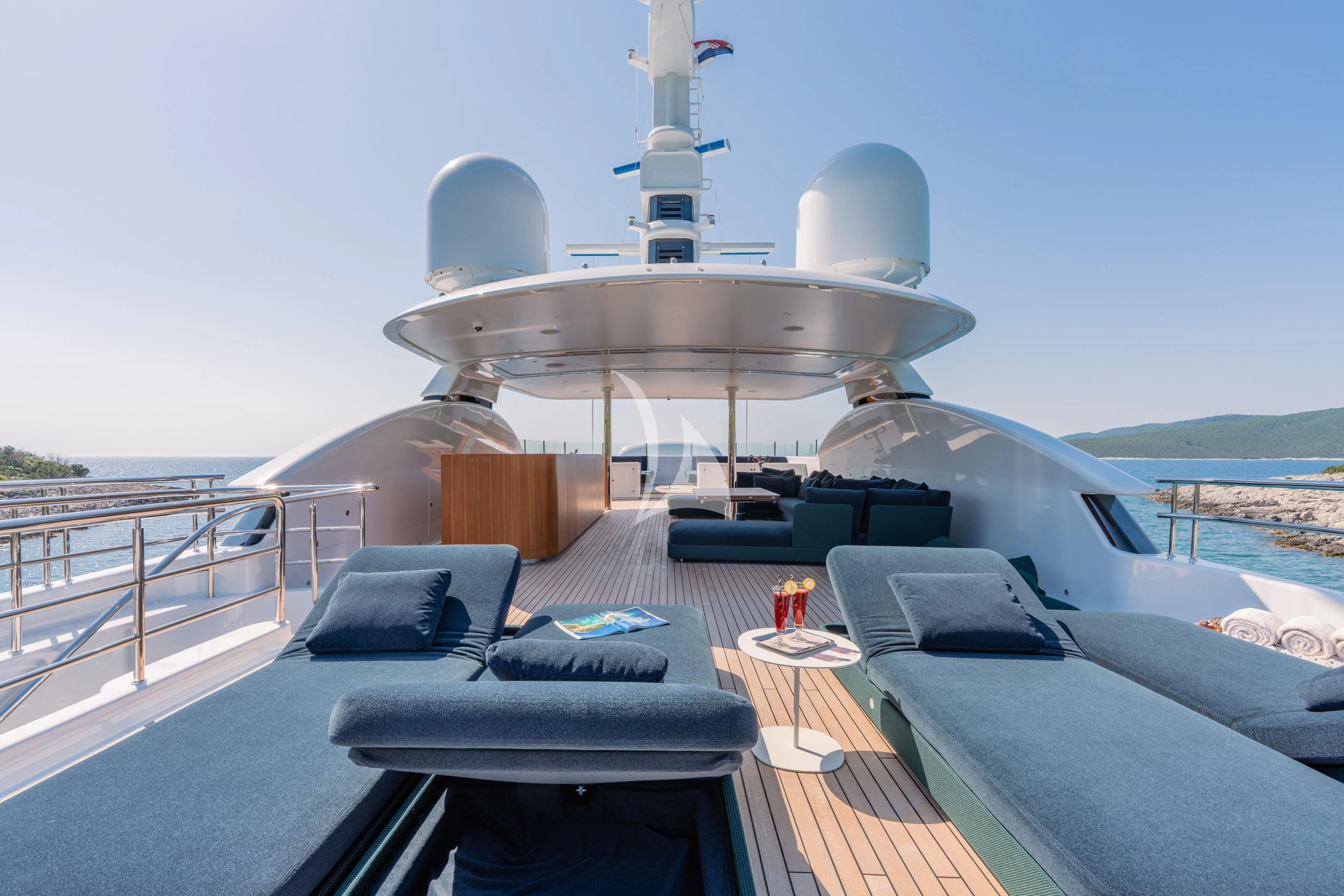 a boat on a deck aboard TIREA Yacht for Sale