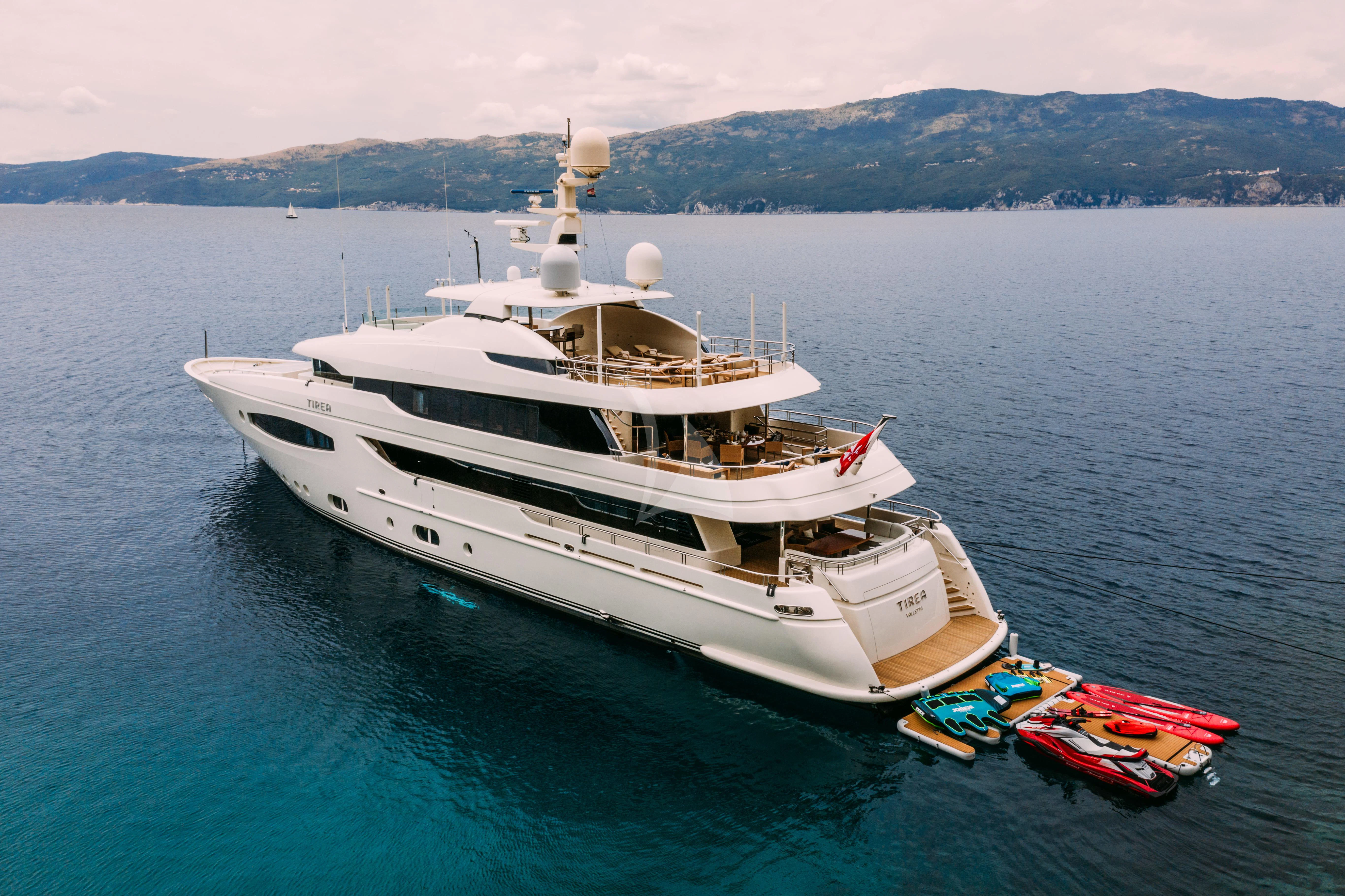 a boat with a boat on it aboard TIREA Yacht for Sale