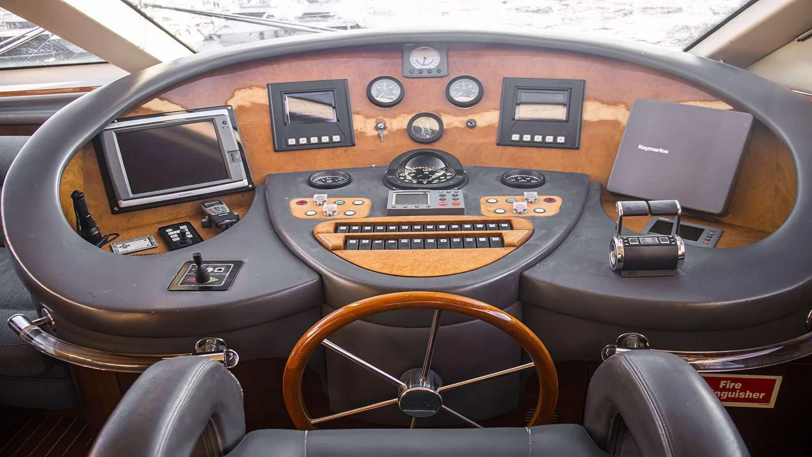 the inside of a car aboard TITAN Yacht for Sale
