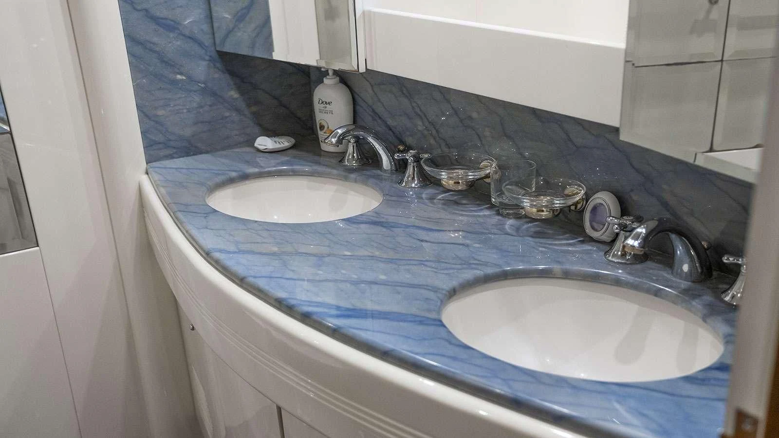 a couple of sinks in a bathroom aboard TITAN Yacht for Sale