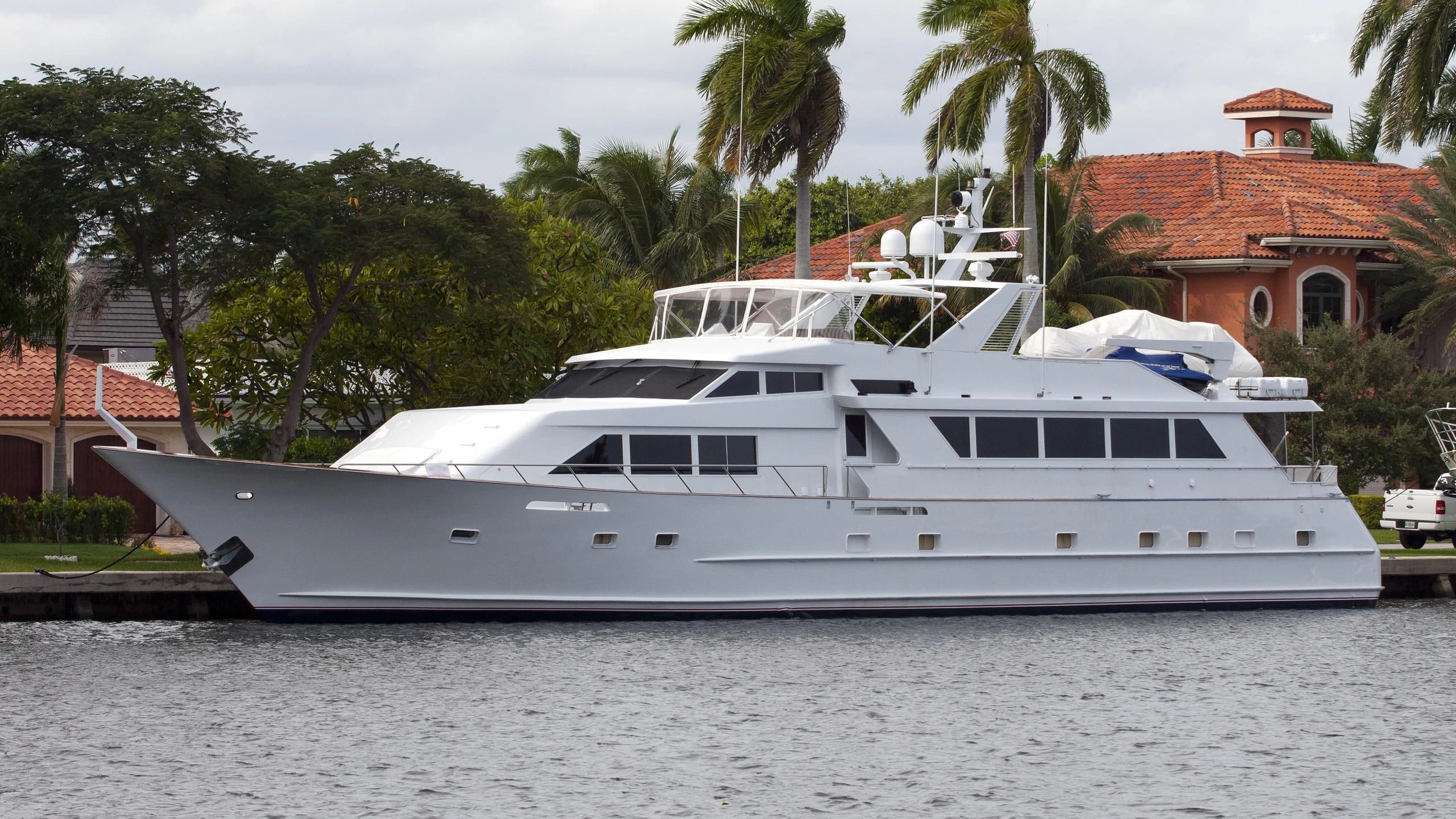 a white yacht on the water aboard K Yacht for Sale