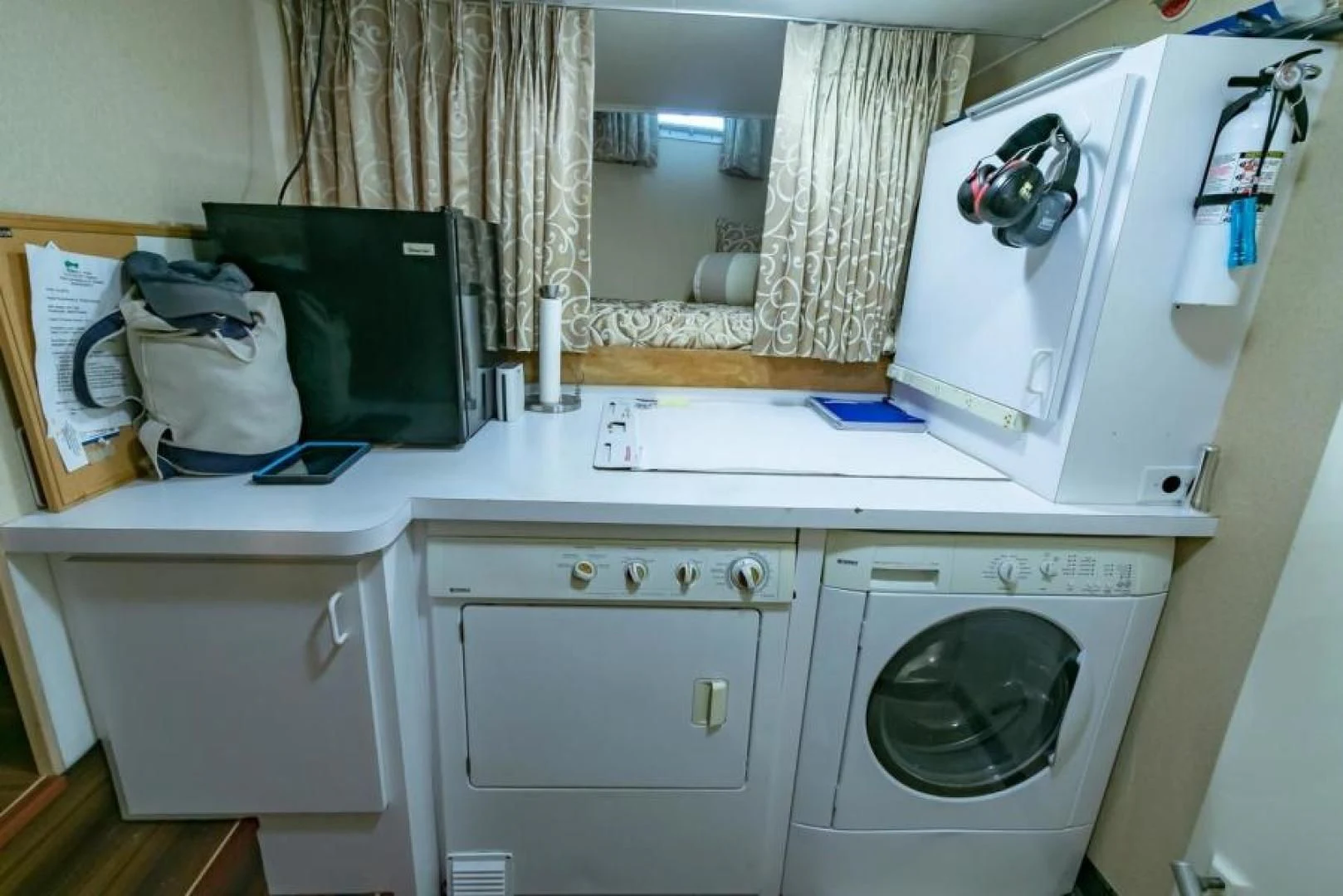 a washer and dryer on a counter aboard K Yacht for Sale