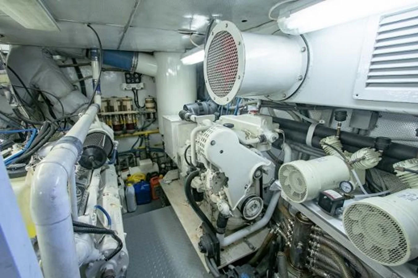 a room with several pipes aboard K Yacht for Sale