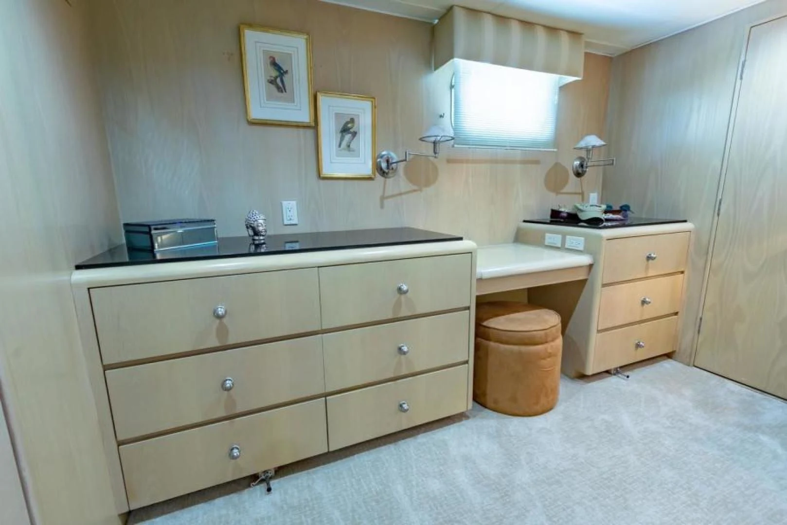 a bathroom with a sink and a window aboard K Yacht for Sale