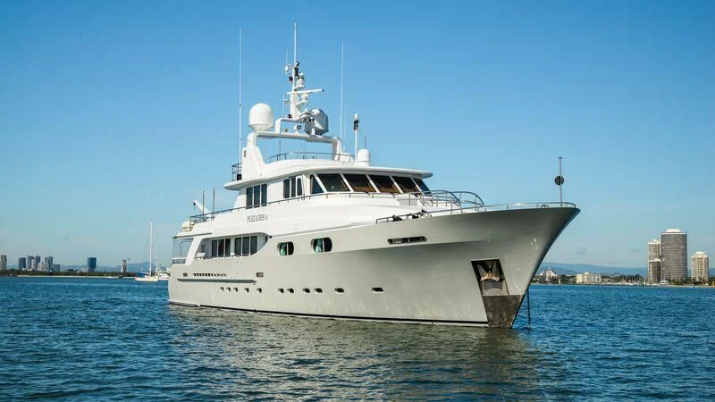 a white boat in the water aboard PLEIADES II Yacht for Sale