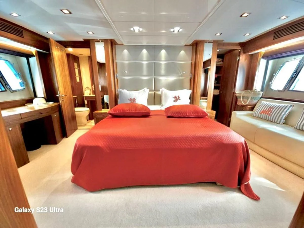 a bed in a room aboard FAMILY SPIRIT Yacht for Sale