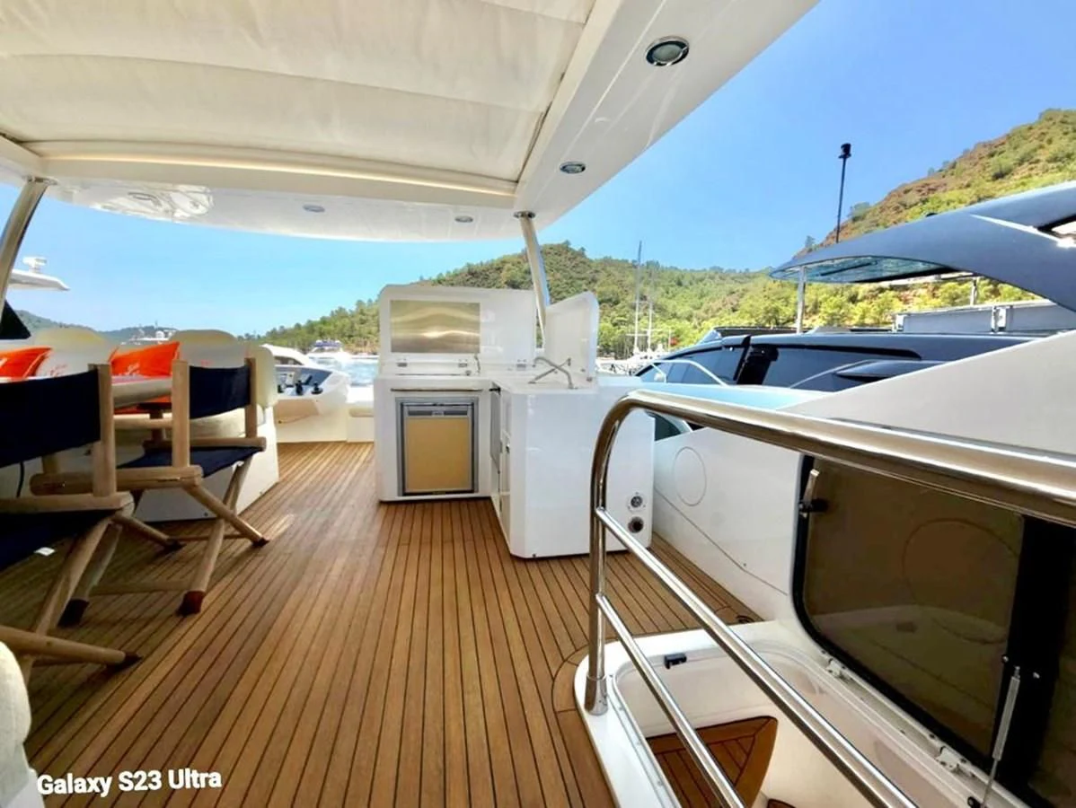 a boat on a deck aboard FAMILY SPIRIT Yacht for Sale
