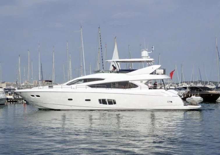 a white yacht in the water aboard FAMILY SPIRIT Yacht for Sale
