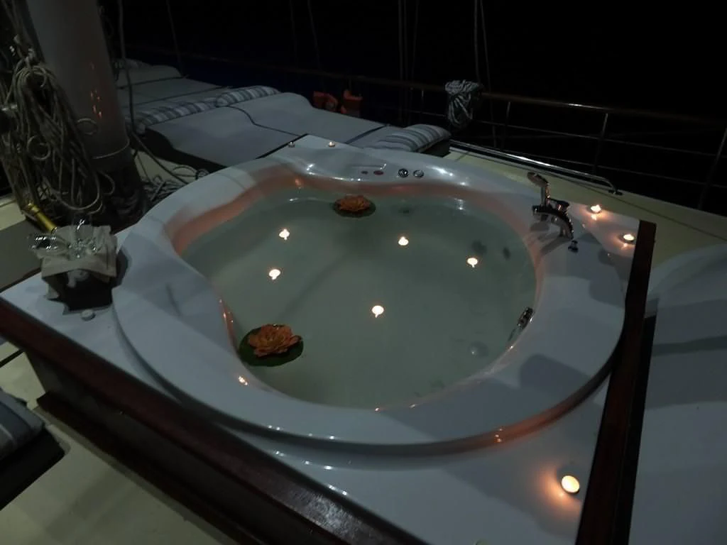 a round white plate with food on it aboard KAPTAN MEHMET BUGRA Yacht for Sale