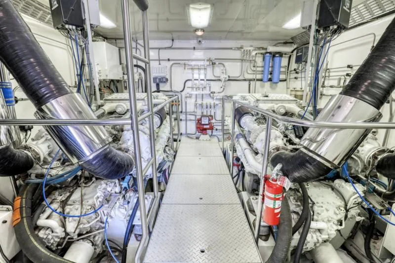 a room with several bicycles aboard MOONSHADOW Yacht for Sale