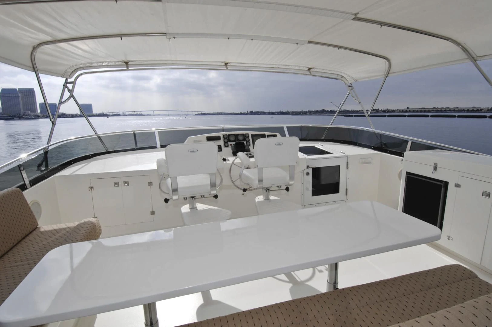 a boat with many seats aboard MOONSHADOW Yacht for Sale