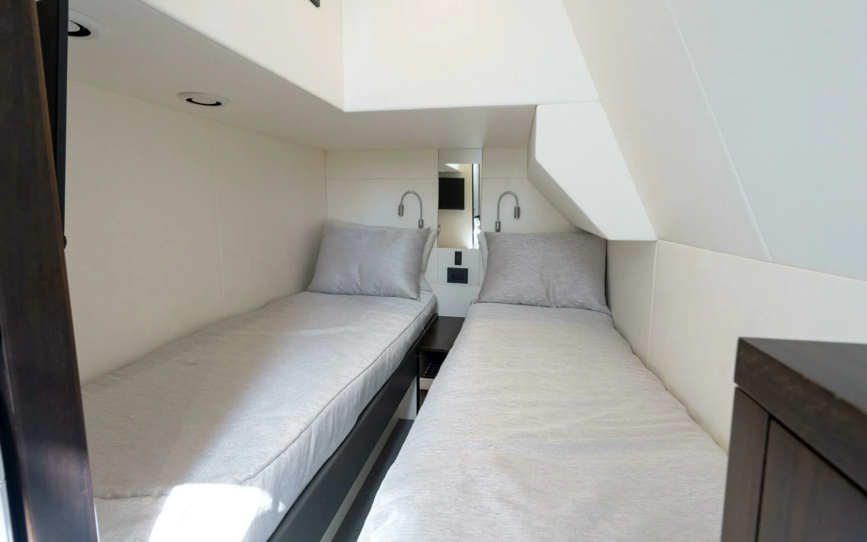 a room with two beds aboard 4-PLAY VII Yacht for Sale