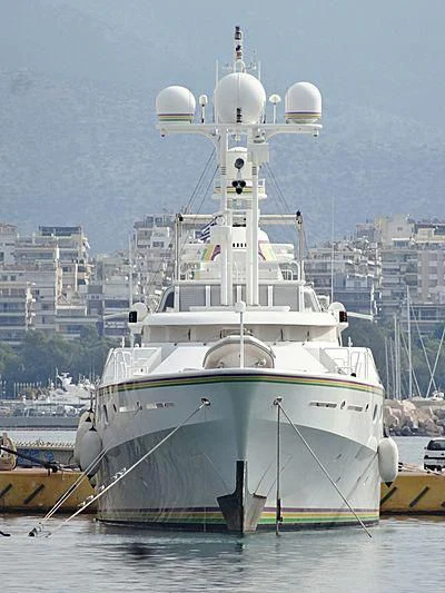 a large white ship aboard CEDAR SEA II Yacht for Sale