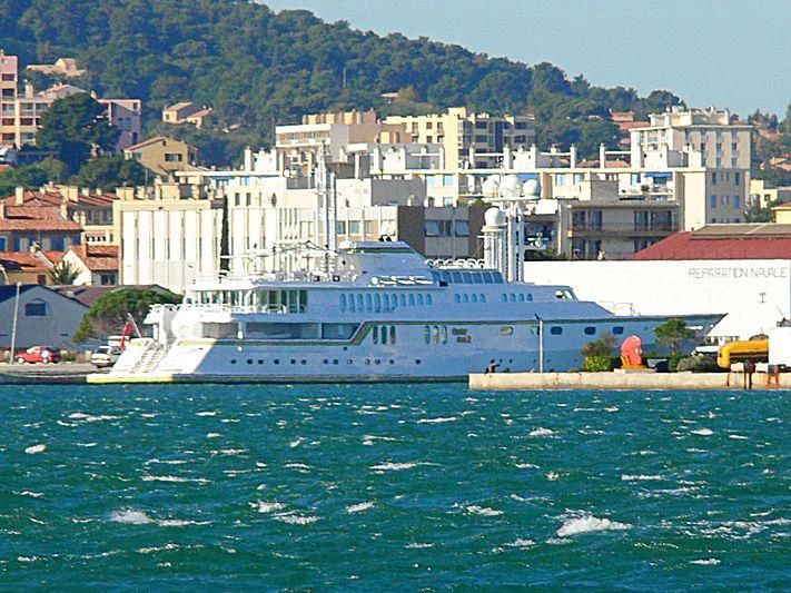 a large white boat in the water aboard CEDAR SEA II Yacht for Sale