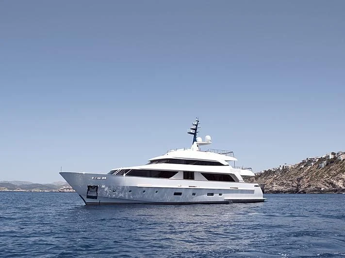 a white yacht in the water aboard THIRTY EIGHT Yacht for Sale