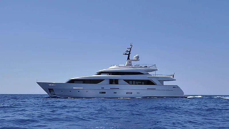 a white yacht in the water aboard THIRTY EIGHT Yacht for Sale