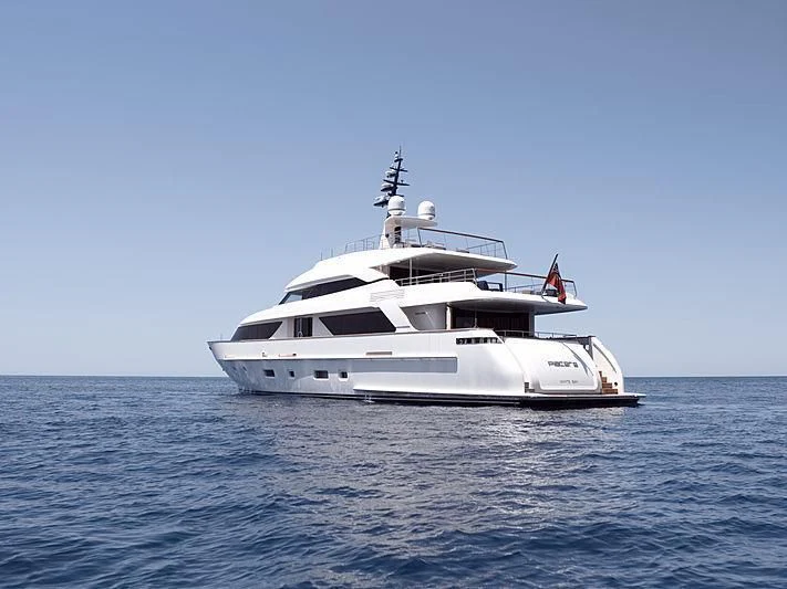 a white yacht in the water aboard THIRTY EIGHT Yacht for Sale