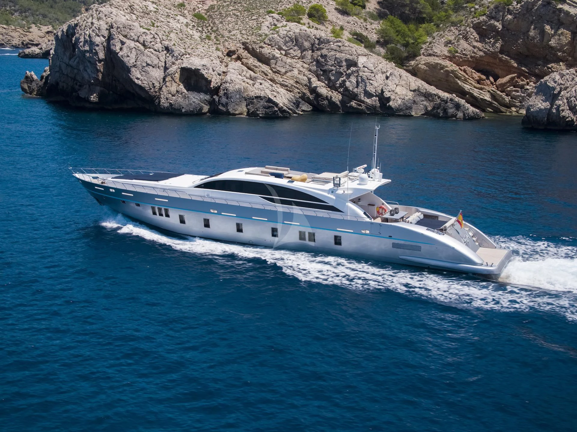 a white yacht on the water aboard EVA Yacht for Charter