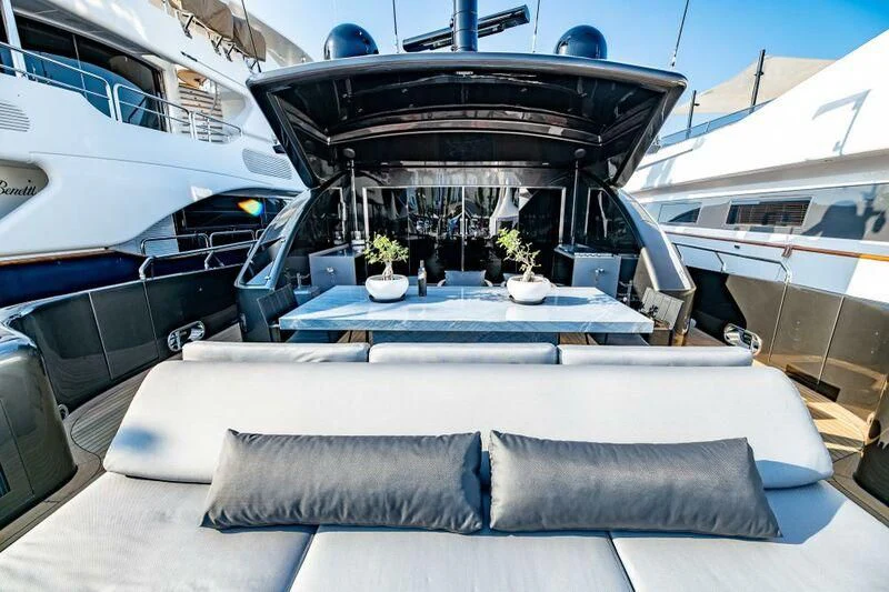 a large swimming pool aboard EVA Yacht for Charter