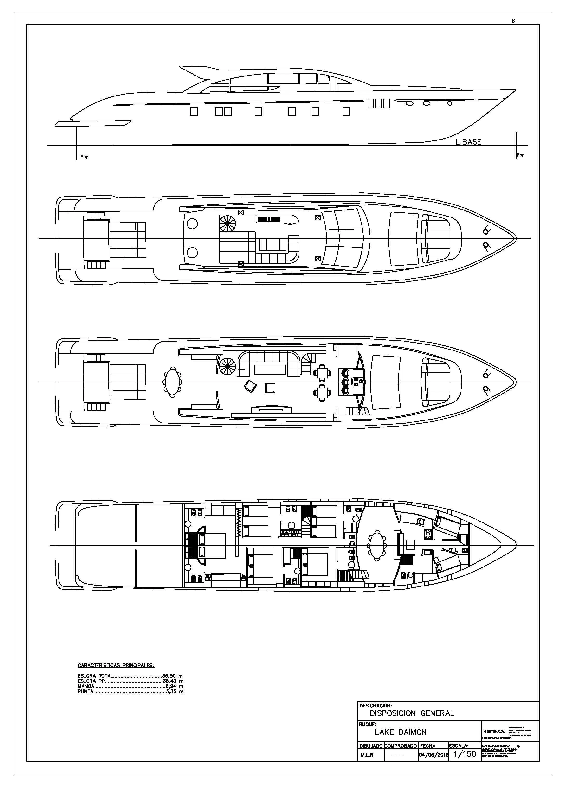 diagram, engineering drawing aboard EVA Yacht for Charter