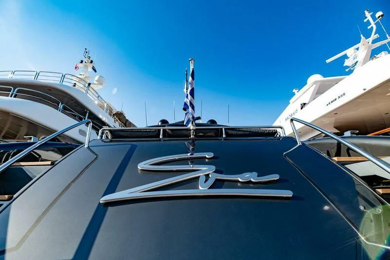 a row of white yachts aboard EVA Yacht for Charter