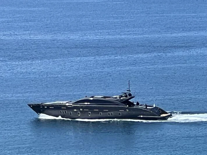 a military boat in the water aboard EVA Yacht for Charter