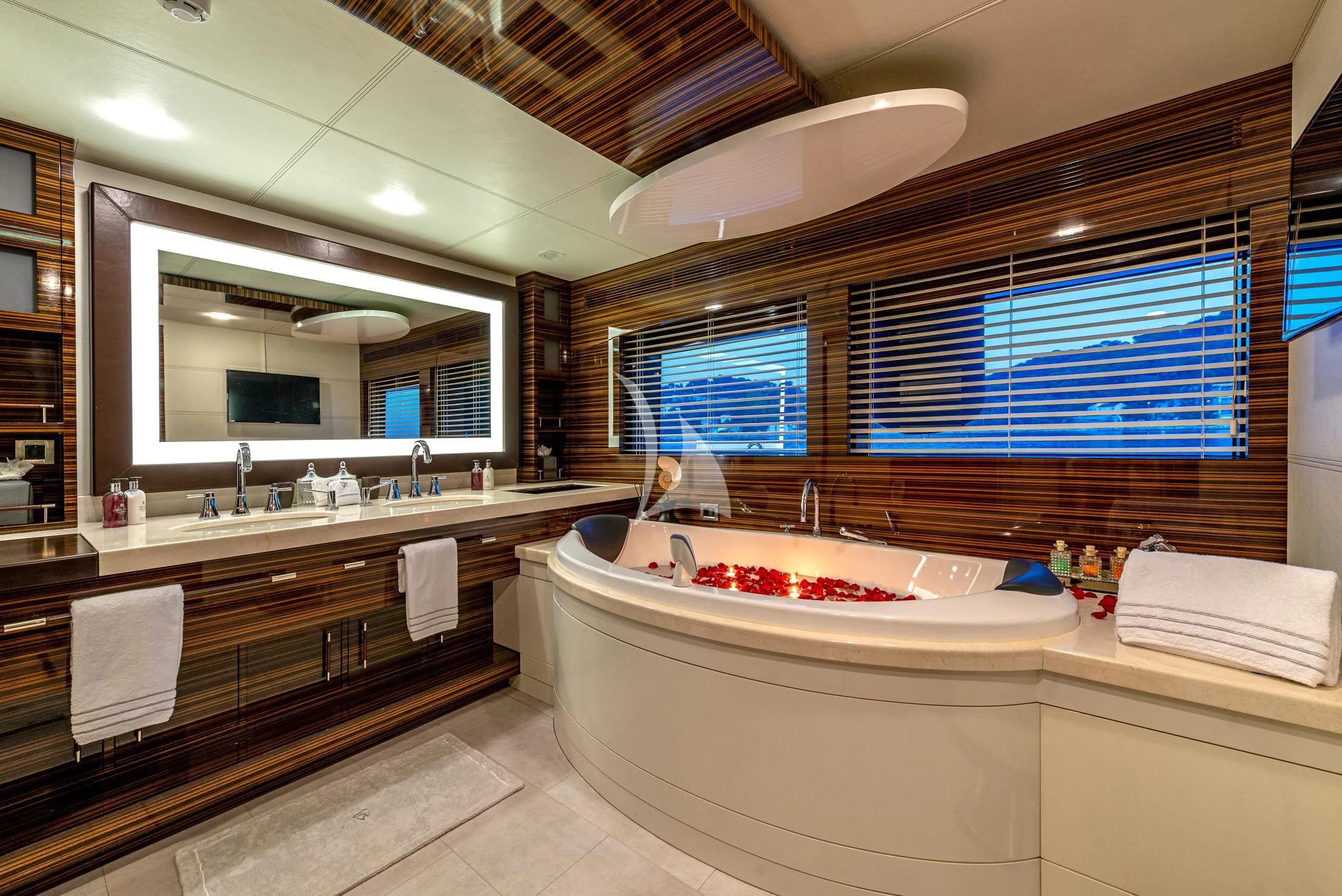 a large bathroom with a large jacuzzi tub aboard GEMS 2 Yacht for Sale