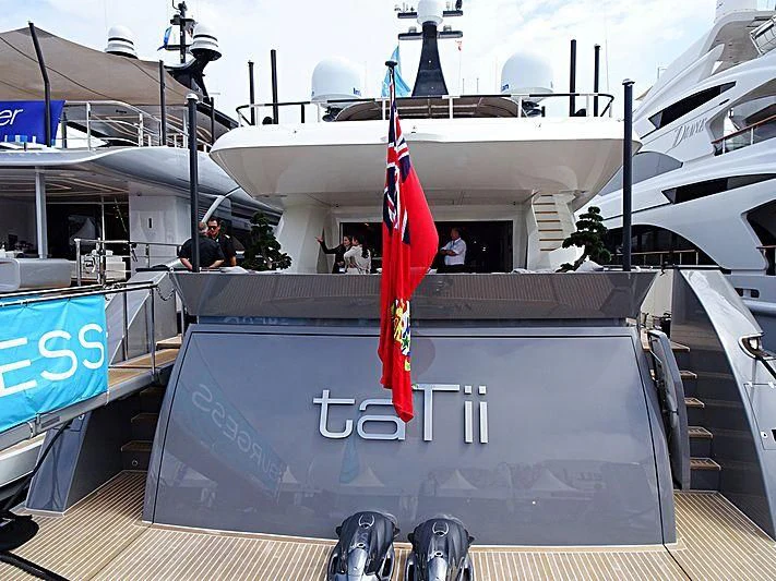 a boat with a flag on it aboard GEMS 2 Yacht for Sale