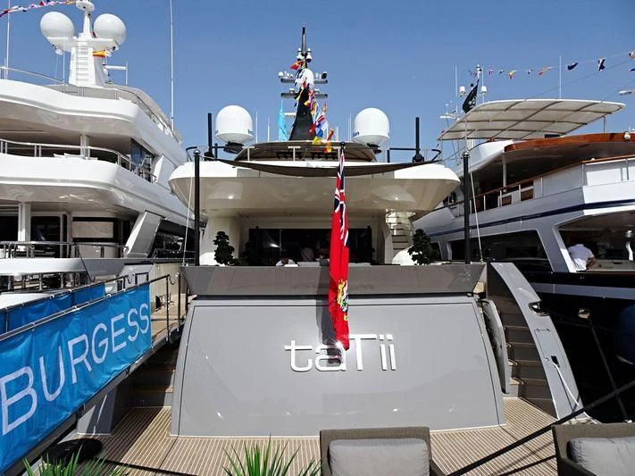 a boat docked at a pier aboard GEMS 2 Yacht for Sale