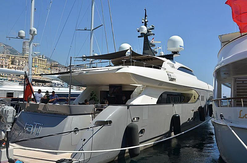 a boat docked at a pier aboard GEMS 2 Yacht for Sale