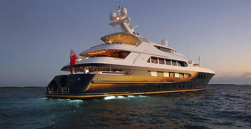 a large boat in the water aboard TANUSHA Yacht for Sale