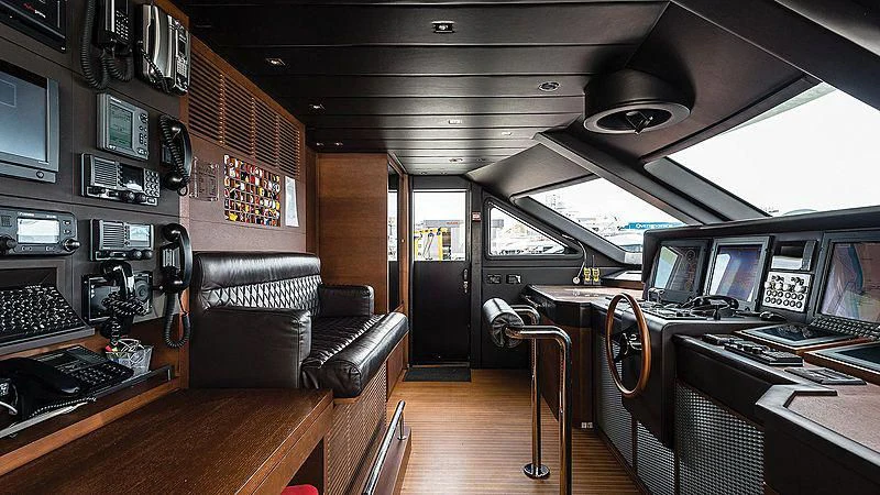 a room with computers and monitors aboard ABVIOS Yacht for Sale