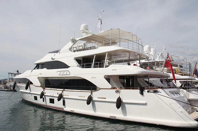 a white yacht in the water aboard ABVIOS Yacht for Sale