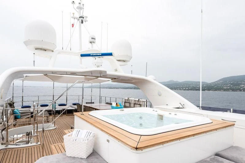 a boat on a deck aboard ABVIOS Yacht for Sale