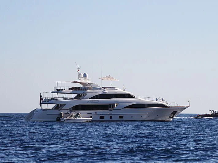 a white yacht in the water aboard ABVIOS Yacht for Sale