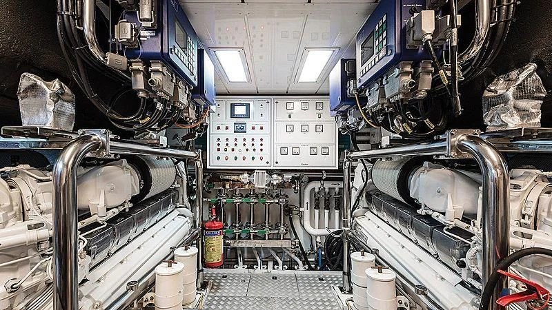 a room with machinery aboard ABVIOS Yacht for Sale