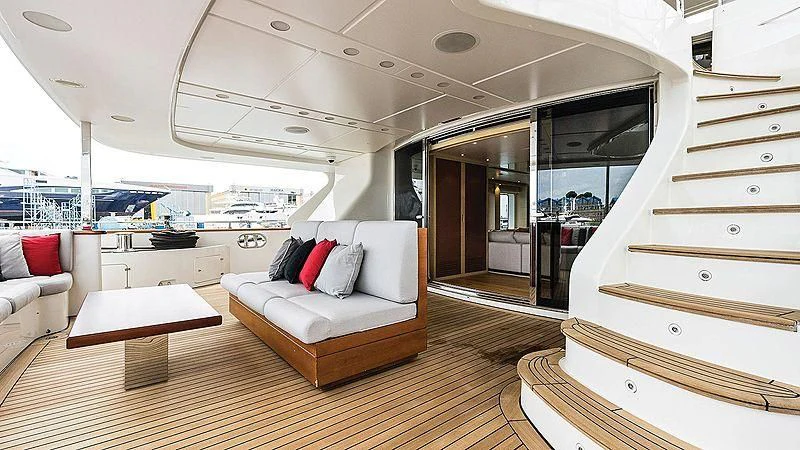 a modern looking living room aboard ABVIOS Yacht for Sale