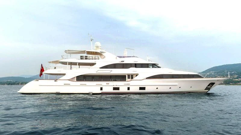 a large white yacht in the water aboard ABVIOS Yacht for Sale