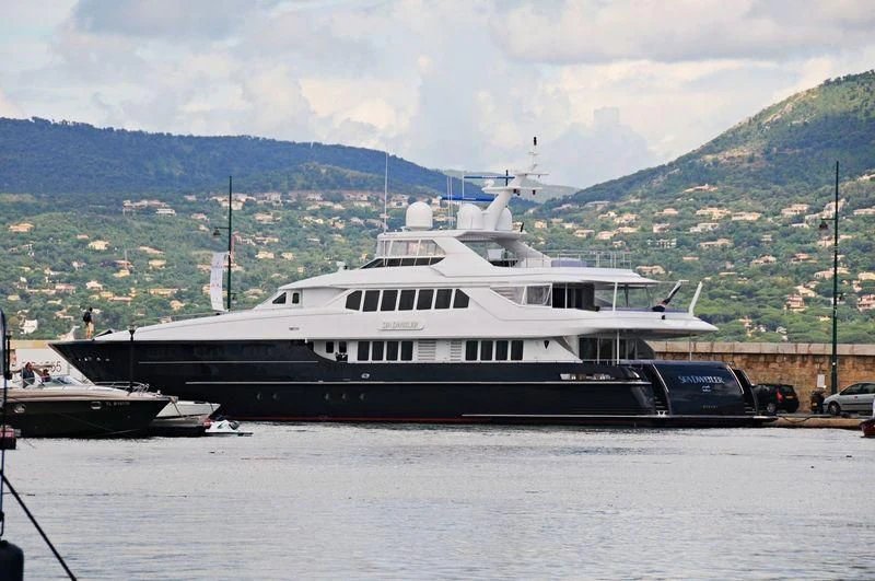 a large ship docked aboard YOU & ME Yacht for Sale