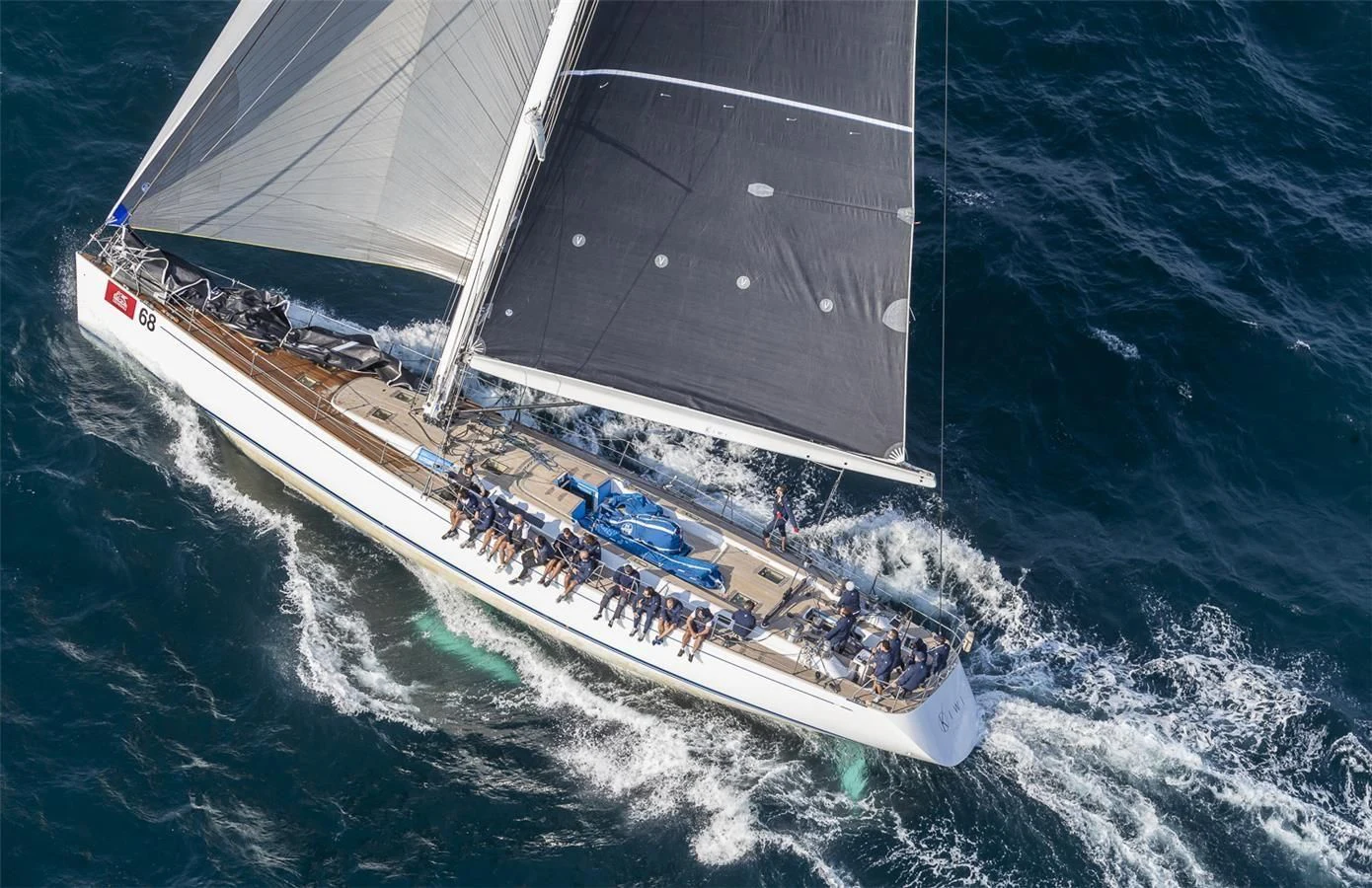 a high angle view of a boat aboard KIWI Yacht for Sale