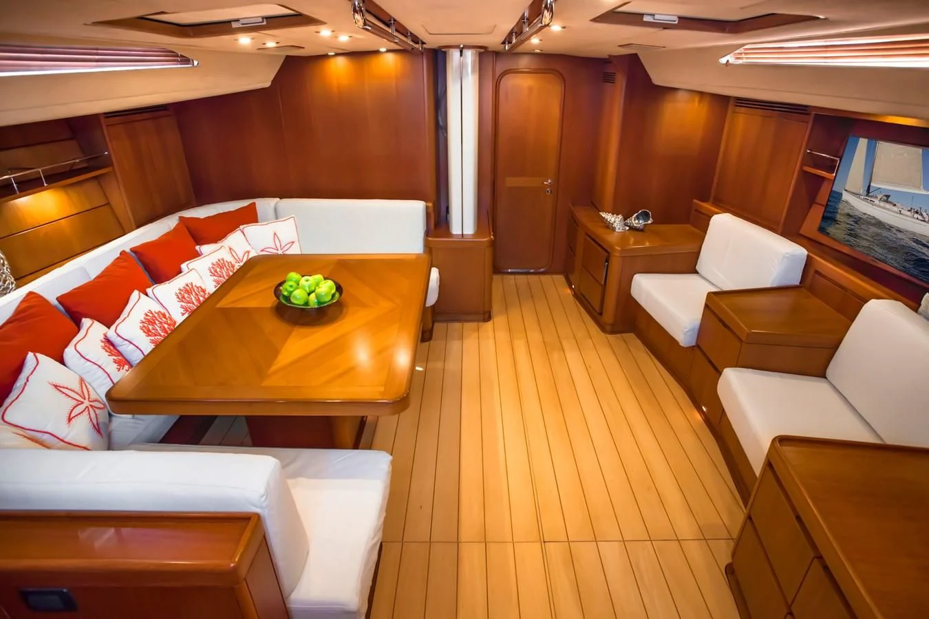 a room with a couch and a table aboard KIWI Yacht for Sale