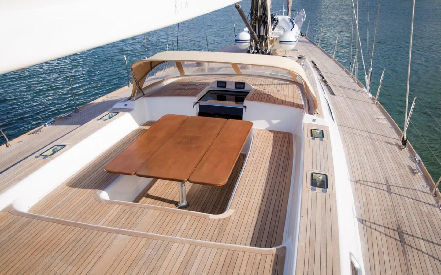 the deck of a boat aboard KIWI Yacht for Sale