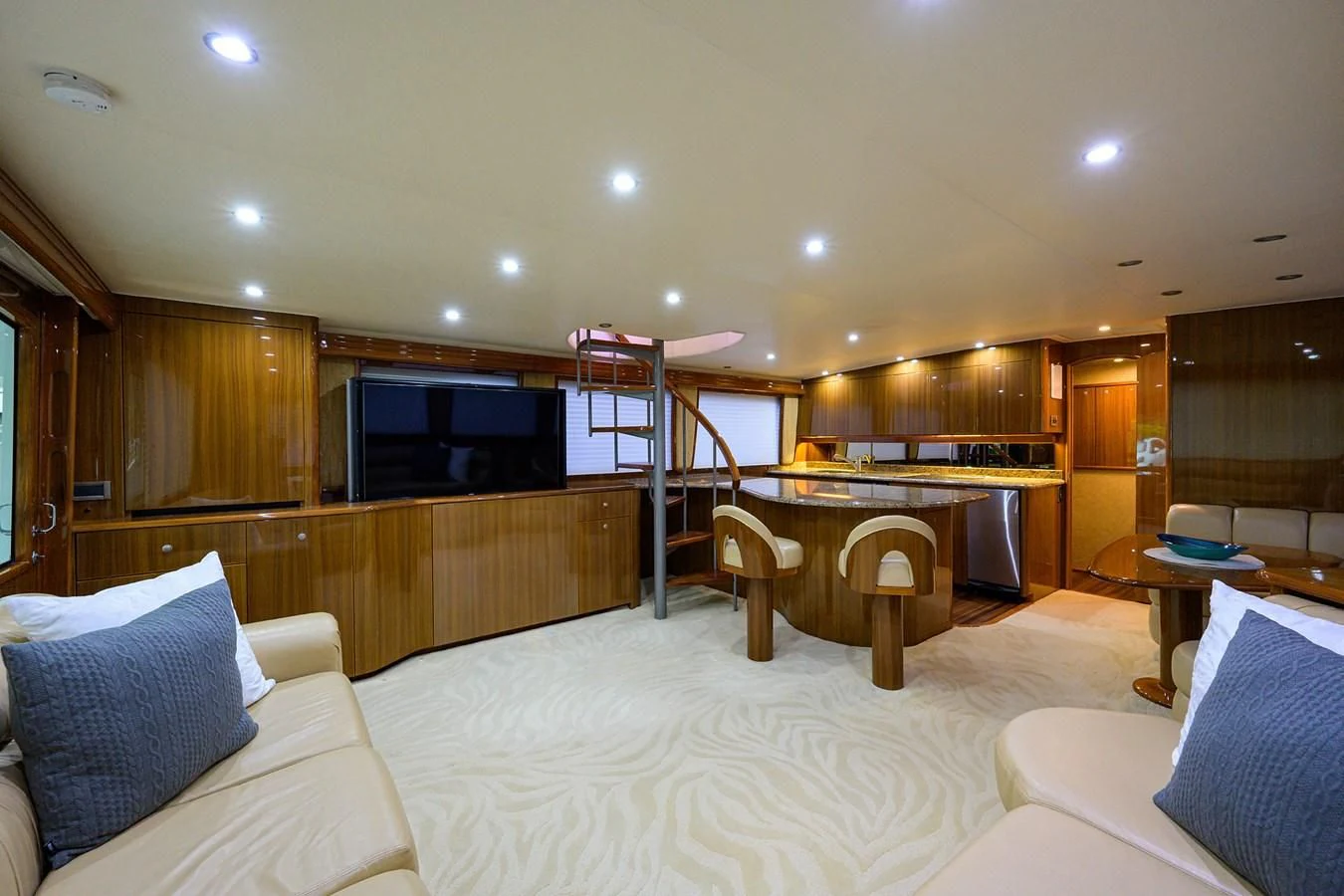 a large bedroom with a large bed aboard KNOT RACING Yacht for Sale