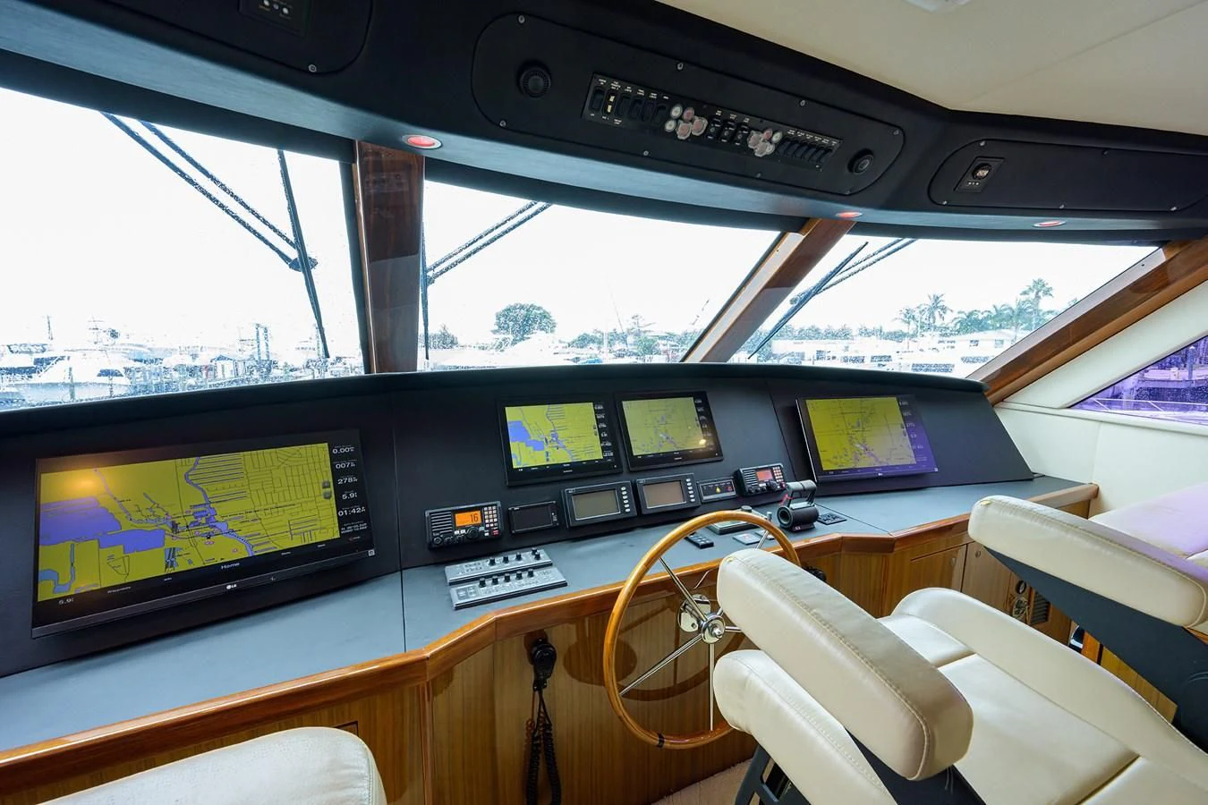 inside of a vehicle with monitors and screens aboard KNOT RACING Yacht for Sale