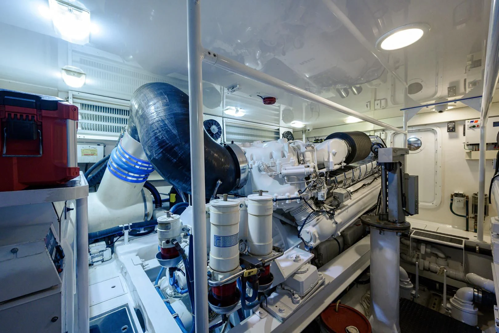 a large factory with several machines aboard KNOT RACING Yacht for Sale