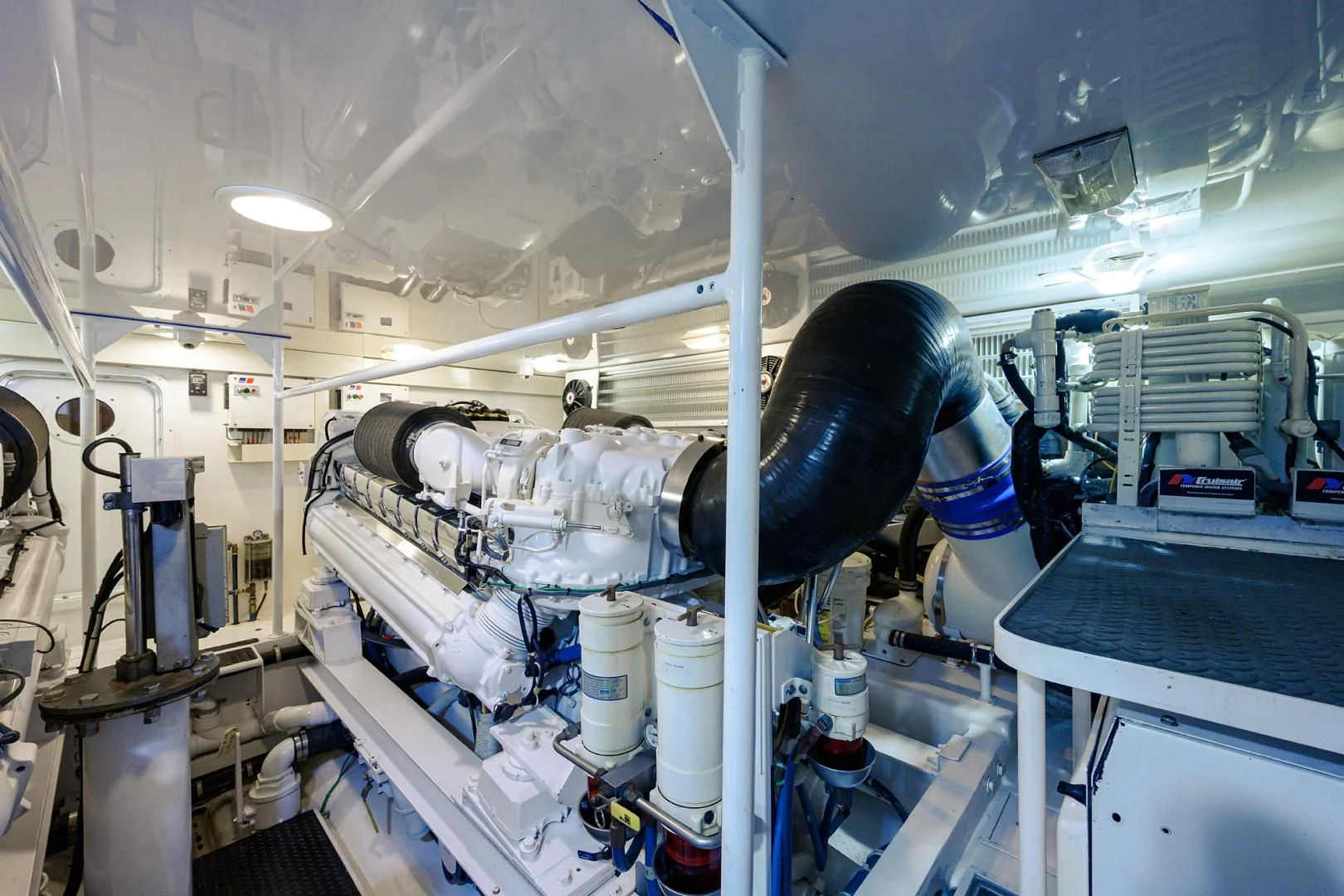 a large factory machinery aboard KNOT RACING Yacht for Sale