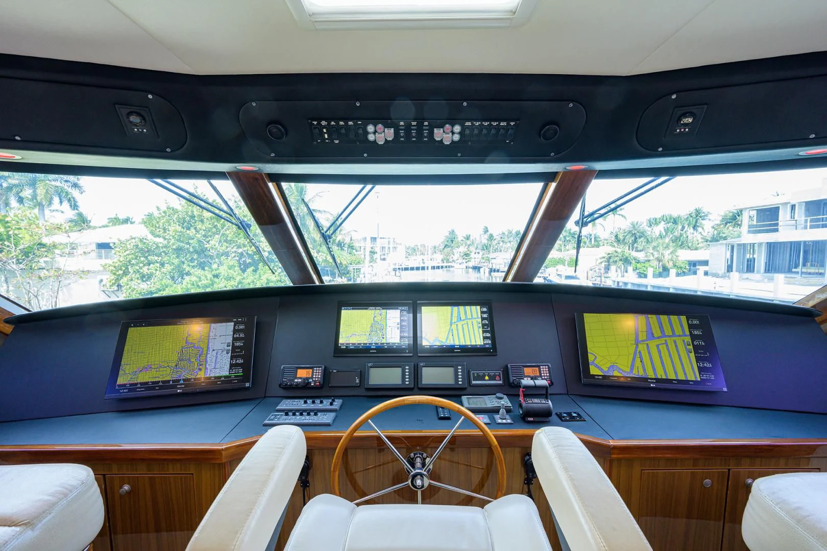 inside of a vehicle with a view of the city aboard KNOT RACING Yacht for Sale