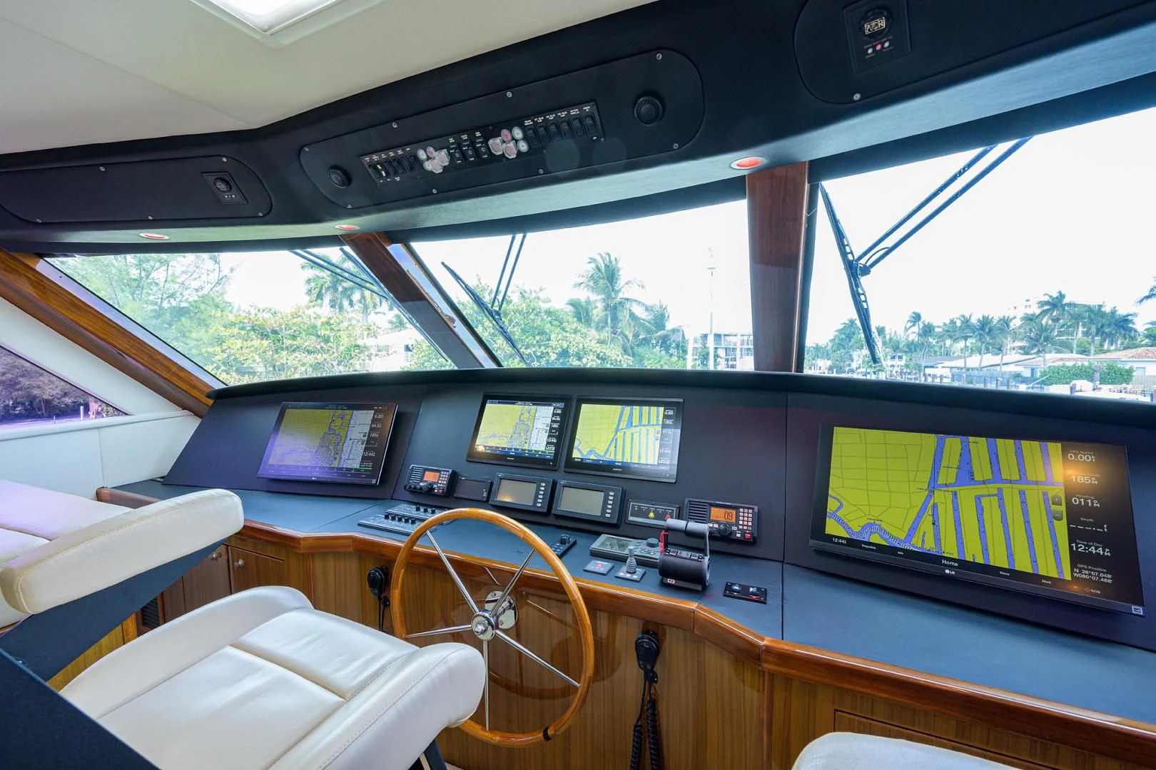 inside of a vehicle with a screen and windows aboard KNOT RACING Yacht for Sale