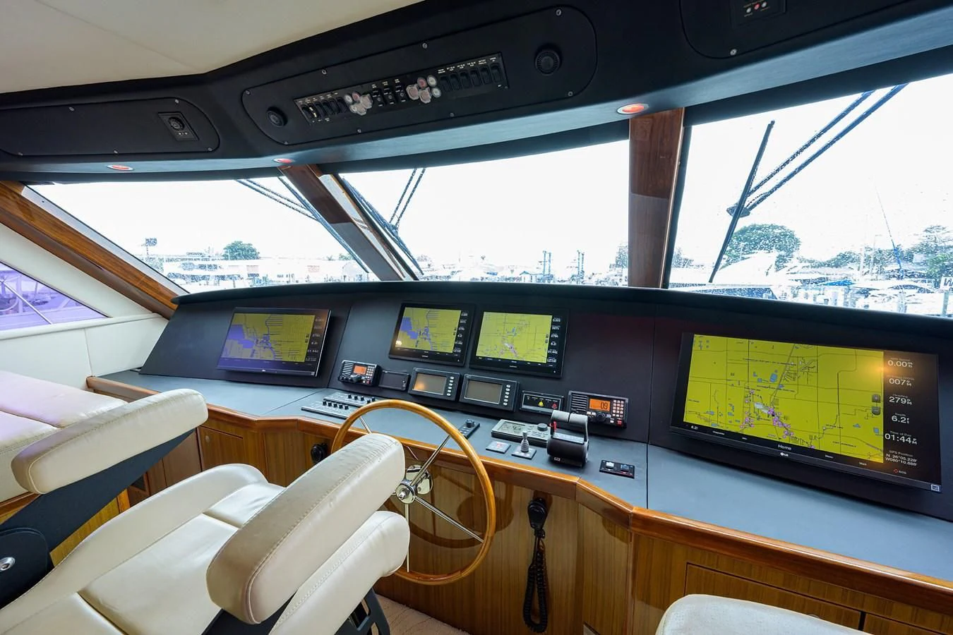 inside of a vehicle with monitors and screens aboard KNOT RACING Yacht for Sale