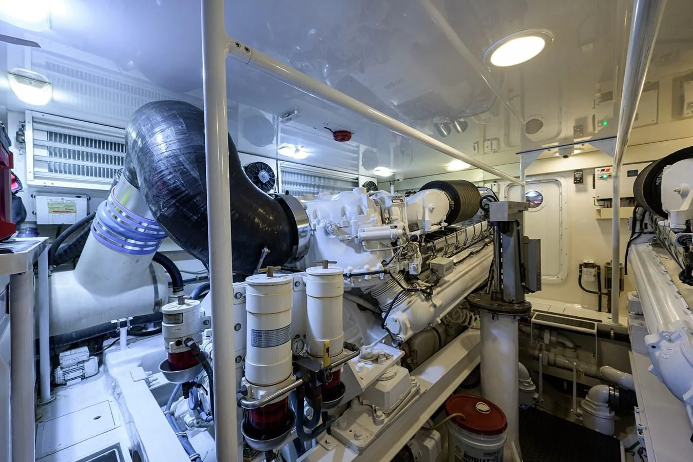 a large factory machinery aboard KNOT RACING Yacht for Sale